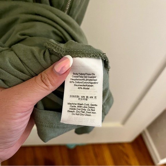 DKNY Cotton Blend Casual Midi Dress Olive Green - Size M - Picture 10 of 15